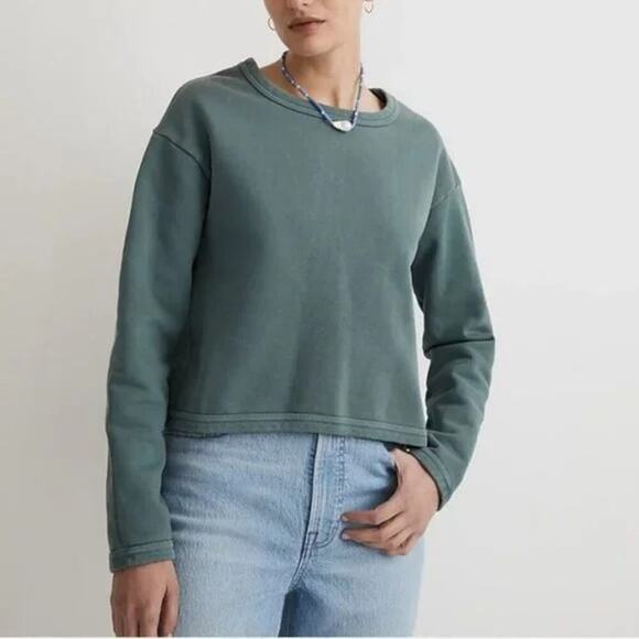 Madewell Rivet & Thread Crop Sweatshirt Long Sleeve 100% Cotton Size S NWT - Picture 1 of 12